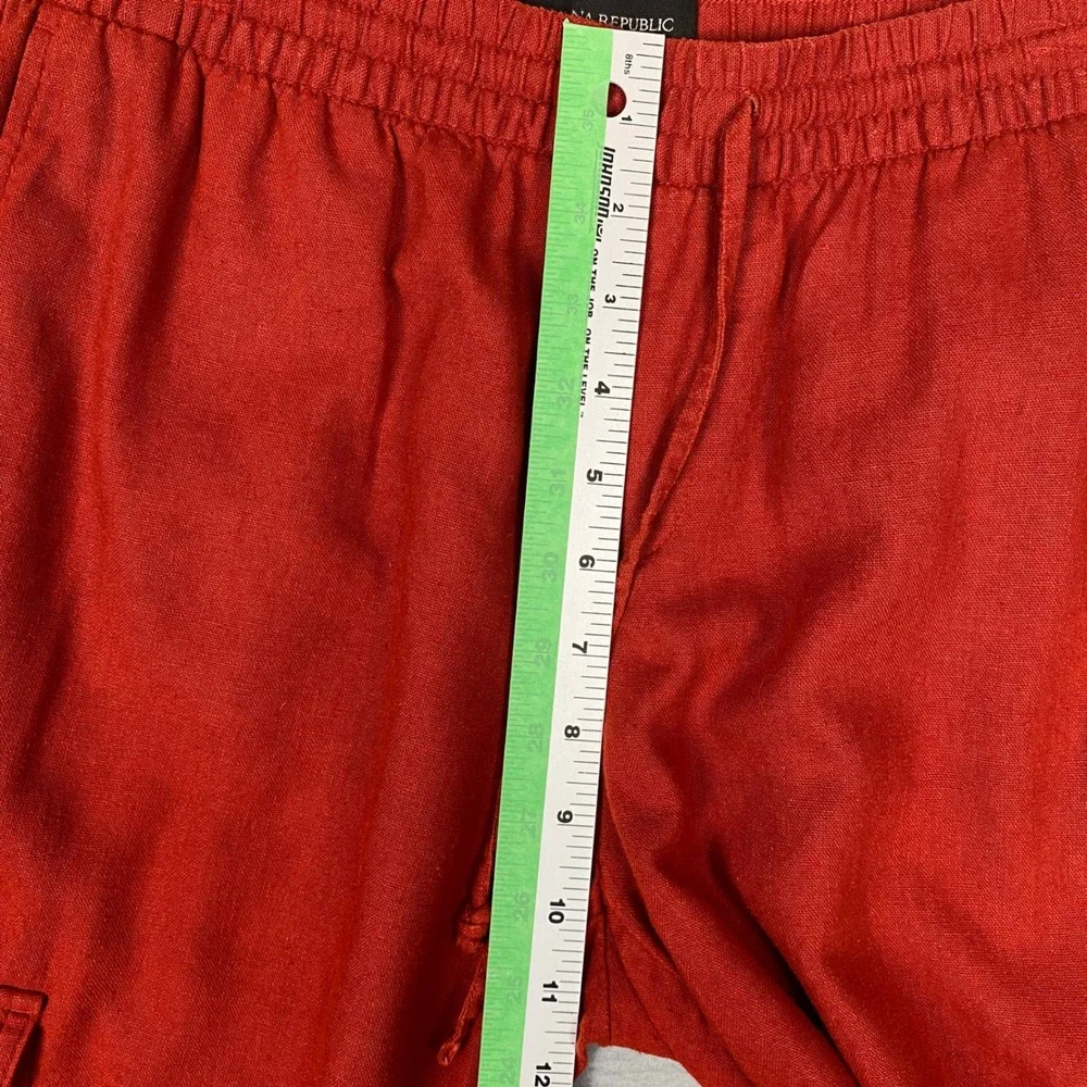 Banana Republic Linen Cargo Jogger‎ Pants Womens Small Cayenne